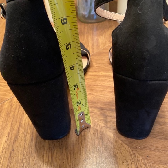 Black Suede Chunky High Heels - Picture 2 of 3